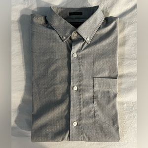 Banana Republic Tech Stretch Cotton Button Down - Grey/White - Large Slim Fit